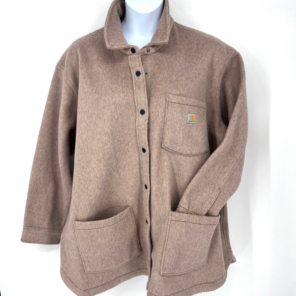 Carhartt Womens Loose Fit Fleece Shirt Jacket Muted Pink Size 3X (24W-26W) NEW